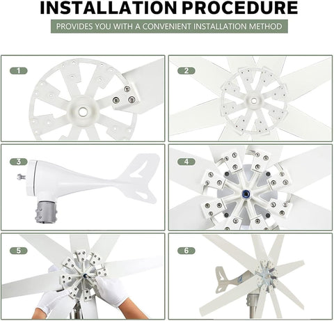 High Efficiency 18000W Wind Turbine Kit With 8 Blade Windmill For 12V 24V 48V Off Grid Homes Boats Cabins And Terraces Controller Included Low Starting Torque Three Phase Permanent Magnet Generator installation steps