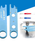 3 In 1 Quick Threading Device For Sewing Machines With Magnifying Lens And Precision Guide Includes Needle Threader Built In Magnet And Scale Ruler Plus 2 Seam Rippers Anti Prick Hands Easy Threading In Low Light Essential Sewing Tool showcasing multiple features