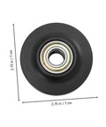 Front view of Heavy Duty Barn Door Roller Wheel Nylon Pulley for smooth sliding, easy install, durable rail wheel, 2.75 in diameter.