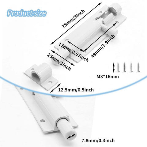 Built Tough 3 Inch Barrel Bolt Lock In Crisp White Heavy Duty Stainless Steel Slide Latch With Complete Mounting Hardware Rust Proof Security Bolt For Patio Gates Front Doors And Barn Sheds Solid 2 Pack