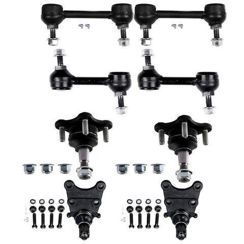 Suspension Kit for 2004-2012 Chevy Colorado and GMC Canyon, Sway Bar End Link Set Front and Rear, Upper and Lower Ball Joints, Includes 2 Front Upper Ball Joints and 2 Front Lower Ball Joints, black steel
