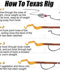 Instructions on using Texas Rig Bass Fishing Leaders Kit With Weights Hooks And Rigged Line For Weedless Texas Rig Setup Two Zero Hooks One Quarter Ounce Weight Five Pack