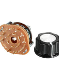 Dope 2 Pole 6 Throw Rotary Switch Selector with plastic knob, showing 14 pins and black knob for DIY projects, 1 Deck 9mm mount hole