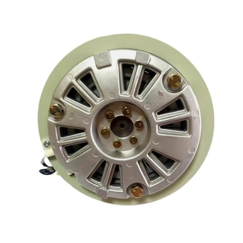 Front view of heavy duty 0.6 to 10 kg single shaft magnetic powder brake with durable alloy construction and smooth start and stop