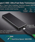 2TB Portable External SSD With USB 3.1 Dope Speed Transmission, M2 SATA Compatible Portable Solid State Drive For Android Windows MacOS, Ultra Slim Design Includes Storage Bag Black