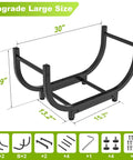 Heavy Duty 30 Inch Firewood Rack For Indoor And Outdoor Use, Rustproof Steel Log Holder With Powder Coated Finish dimensions
