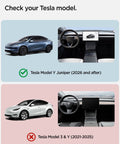 Spigen CryoShade roof sunshade compatibility infographic for Tesla Model Y Juniper (2026+) and Model 3/Y (2021–2025).
