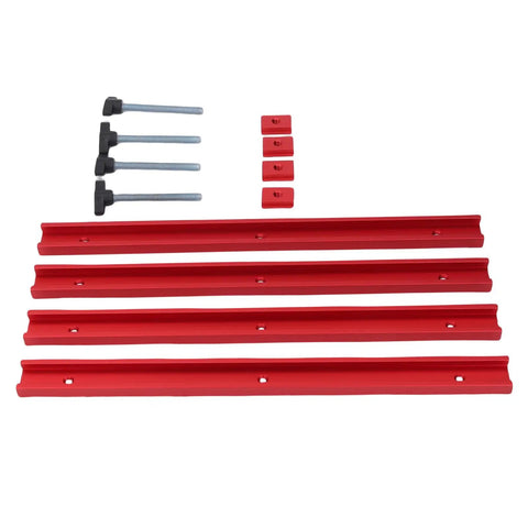 Heavy Duty Aluminum T Slot Track Kit With M8 Slider Blocks, Double Cut Profile Red T Track 400mm, Pre Drilled Mounting Holes