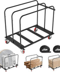 Heavy Duty Folding Table Cart With 1800 LB Capacity And 10 Table Load, empty dolly with metal frame and red swivel wheels for transport