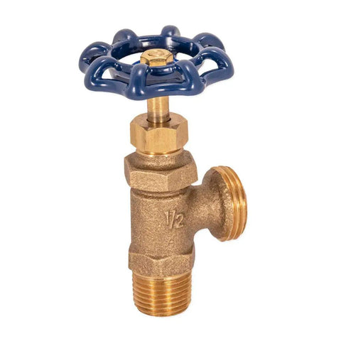 Beefy Heavy Duty Boiler Drain Fitting With MHT Outlet Brass One Half Inch MIP Connection Stuffing Box Durable Plumbing Drain