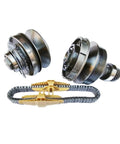Premium JF018 Auto Transmission Sprocket Pulley Chain Set For Nissan CVT Gearbox including two pulleys and chain.