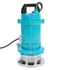 Tough As Nails Half Horsepower Submersible Water Pump With Heavy Gauge Stainless Steel Build, teal color, compact design.