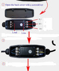 Inline GFCI Leak Protector Waterproof Outdoor Extension Cord Adapter wiring instructions with test and reset switch.