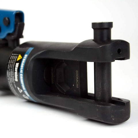 Close-up of Hydraulic Cable Lug Crimper TH0005 V2.0 11 Ton Crimp Tool Kit For 10 AWG To 600 MCM Wires, showing die holder and build.