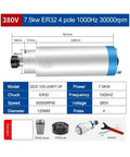 Beefy 7.5KW 380V Water Cooled CNC Spindle Motor With Four Bearings 6000 To 24000 RPM High Speed Milling Drive diagram with specs