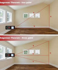 Pythagorean Theorem demonstration using Pro Laser Distance Meter 60M Sick Precision Digital Measure Tool for accurate calculations.