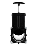 Must-Have RV Gate Valve With Built-In Clear Adapter And Four Bayonet Prongs, fits 3 inch sewer fittings, front view
