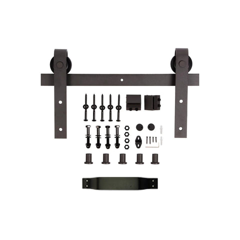 Hardware kit for DIY Finished Knotty Pine Double Sliding Barn Door With Hardware Kit, 84x84 Inches, Dark Walnut, Hand Made In The USA