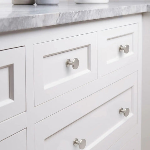 Brushed Nickel Cabinet Knobs Set 25 Pack Zinc Alloy Round Drawer Pulls For Kitchen And Furniture, Diameter 1.1 Inches