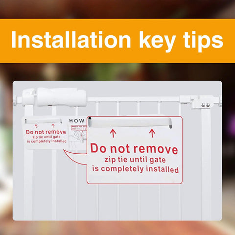 Installation tips for Extra Wide Baby Gate With Auto Close Pressure Mounted Walk Through Pet Gate For Doorways And Stairs White Metal Large