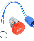 Emergency Stop Button Switch 22mm Mount With 12 To 220V 3A 1NO 1NC 1C SPDT Self Locking Latch Stainless Steel 32mm Mushroom Head