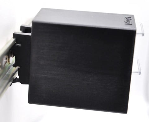Side view of Two-Drawer Control Panel Organizer for DIN Rail Or Flat Surface With One-Click Toolless Install And Adhesive Mount.
