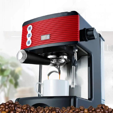 Semi Automatic Espresso Coffee Machine For Home Use With Steam Wand And Large Capacity Over 16 Cups, Aluminum Alloy Body