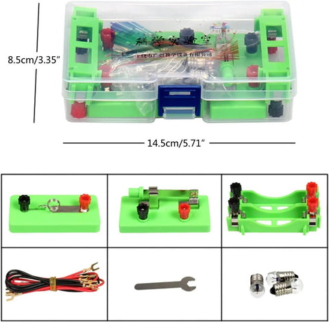 Hands-On Series And Parallel AA Battery Box Kit With Switch Wires And Light Bulb For Simple Circuits, Physics Experiments, STEM Classroom Lab, Safe Electricity Education For Kids And Students, 14.5cm case