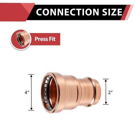 Straight Up Pro Grade Copper Press Coupling Reducer 5 Pack Fits 4 To 2 Inch Pipe Press Fit Plumbing Connector dimensions 4 inch by 2 inch