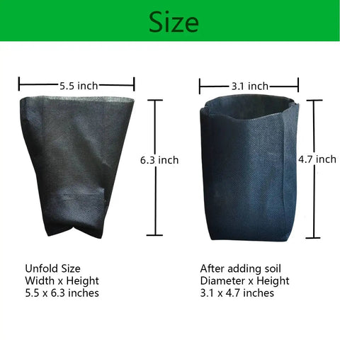 200 Pack Breathable Plant Grow Bags 5.5 By 6.3 Inch Biodegradable Nonwoven Seedling Pots Size Dimensions