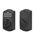 Camelot Electronic Keypad Deadbolt Lock With Keyless Front Door Entry and Mechanical Key Backup, Matte Black Finish, BE365 CAM 622