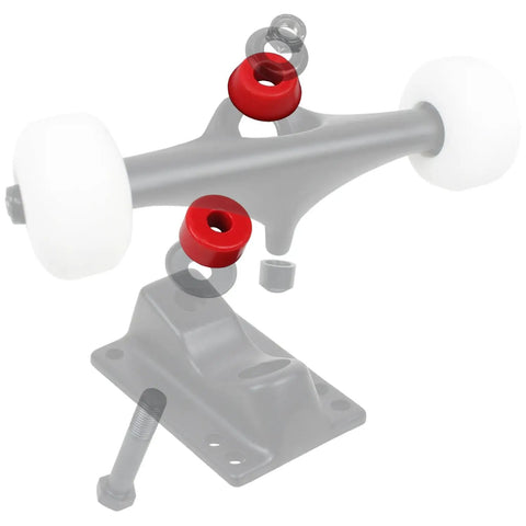 Replacement Skateboard Truck Bushings 4 Pack For Two Trucks In A Range Of Colors And Durometers Soft To Hard USA Made Includes 96A Red