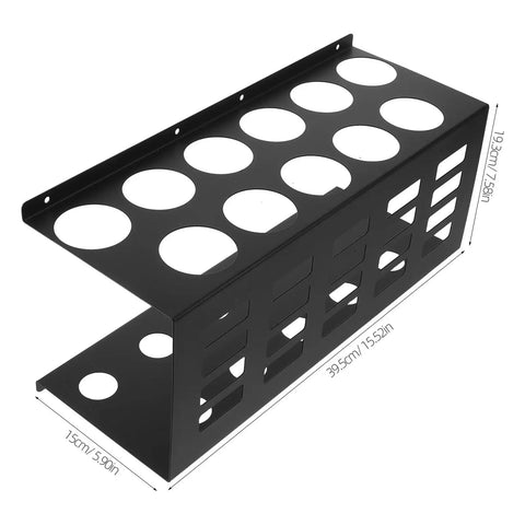 Badass Wall Mounted Caulk Tube Organizer Rack With 11 Hella Durable Slots For No Sweat Storage And Quick Install Sweet For Garage Or Shop Smooth Edge Frame, black metal design, displaying 11 circular slots.