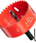 Three And Three Quarters Inch Bi Metal Hole Saw Drill Bits Kit with arbor and pilot bit, ideal for wood and metal cutting.