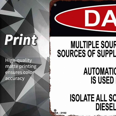 12 By 8 Inch Aluminum Danger Sign For Multiple Power Supply Warning Rugged Built Tough Metal Plaque With Bold Color Graphics For Indoor Outdoor Use Ideal Electrical Safety Message On Industrial Installations, printed sign