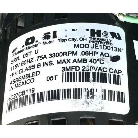 Label details of Robust Aftermarket Draft Inducer Blower Motor Compatible With Carrier Bryant Furnace Systems.