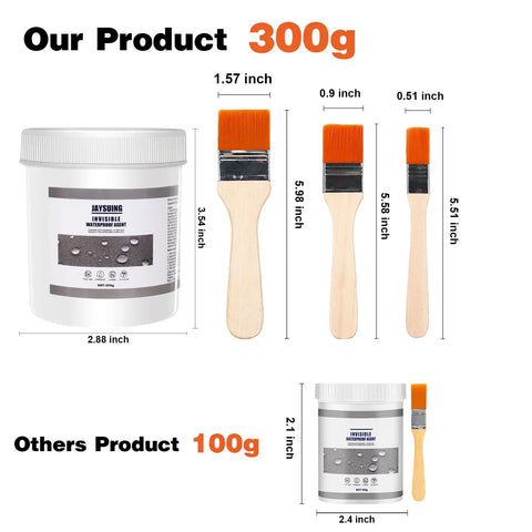 Easy To Apply Invisible Waterproof Sealant For Transparent Rainproof Coating And Leak Proof Adhesive Water Based Formula For DIY Repairs And Long Lasting Water Resistance 300g jar with brushes