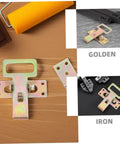 Heavy Duty Metal Sofa Connection Buckles Set For Interlocking Durable Furniture Link Parts on wooden surface and labeled sections