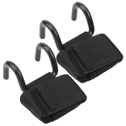 Pair Of Pro Steel Weight Lifting Hooks For Deadlifts And Shrugs With Neoprene Wrist Straps Deoxidized Steel Build Designed For Powerlifting And