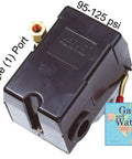 Pressure Switch For Air Compressor 95 To 125 Psi With Unloader And On Off Lever One Quarter Inch NPT Female Connection Black