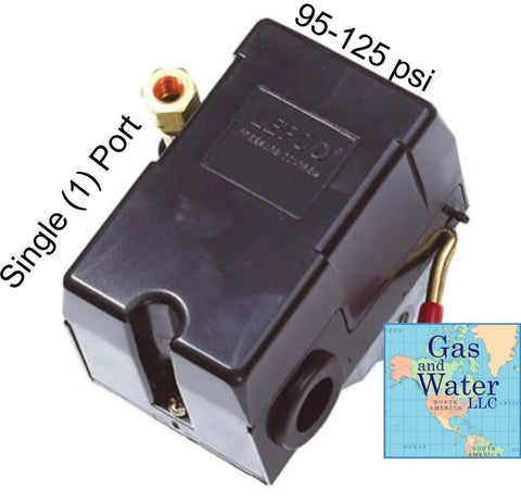 Pressure Switch For Air Compressor 95 To 125 Psi With Unloader And On Off Lever One Quarter Inch NPT Female Connection Black