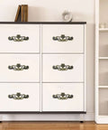White dresser with Six Pack Bail Pull Handles For Cabinets, 3.89 Inch Total Length, showing antique bronze zinc alloy details