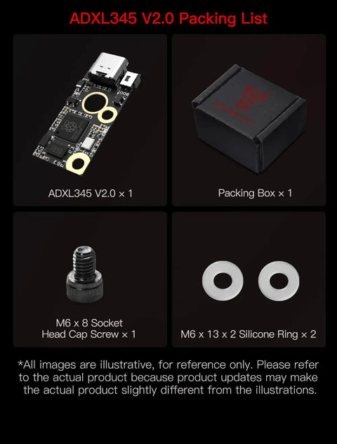 ADXL345 V2.0 Accelerometer Board For Klipper Input Shaping And 3D Printer Vibration Sensor Module With USB Connection Plug And Play Compatible With Voron Stealthburner Hotend Parts, including screws and rings in packing list