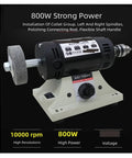 Badass 800W Polishing Machine Bench Grinder Rig with Stepless Speed Control showing 800W motor and flexible shaft.