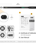 Half Inch Drive Digital Torque Wrench with LED Display and Audible Beep, calibration certificate, user manual shown