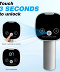5 Gallon Water Dispenser With Digital Display And USB Powered Pump showing touch interface and unlock instructions.