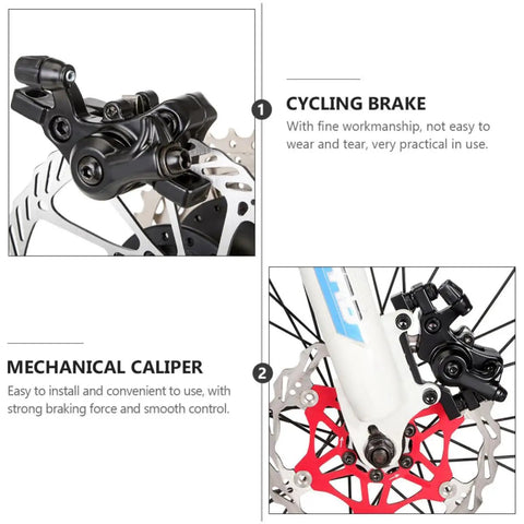 Close-up of Hardcore Two Pack Mechanical Disc Brake Kit For Mountain And Road Bikes Solid Aluminum Alloy, showcasing mechanical caliper.