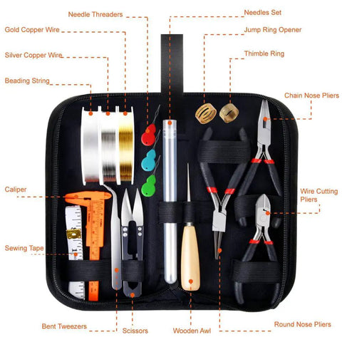 All In One Jewelry Making Kit With Tools, Wires And Findings For Beading, Jewelry Repair And DIY Projects open in a case