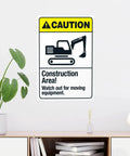 Construction Site Warning Sign 8x12 Aluminum Metal Wall Sign Custom Notice For Watch Moving Equipment Safety Caution Sign For Road Yard