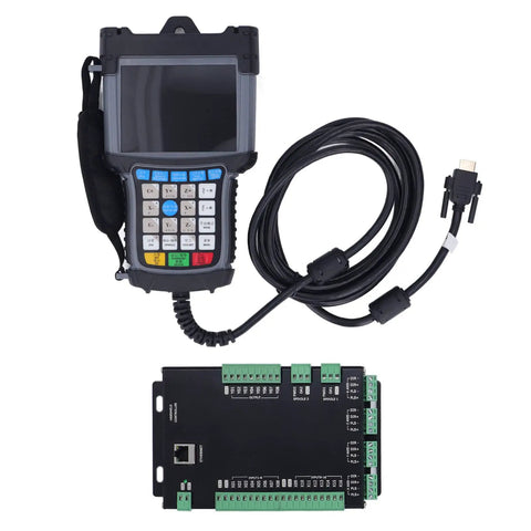 24VDC CNC Motion Controller Kit with tool change system displaying color screen and keypad with control board, cable visible